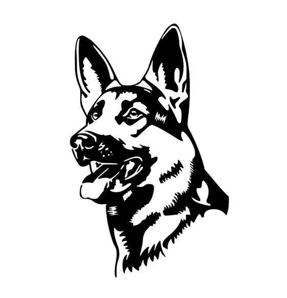 Reflective Alsace Shepherd hunting dog bumper sticker in multiple colour options