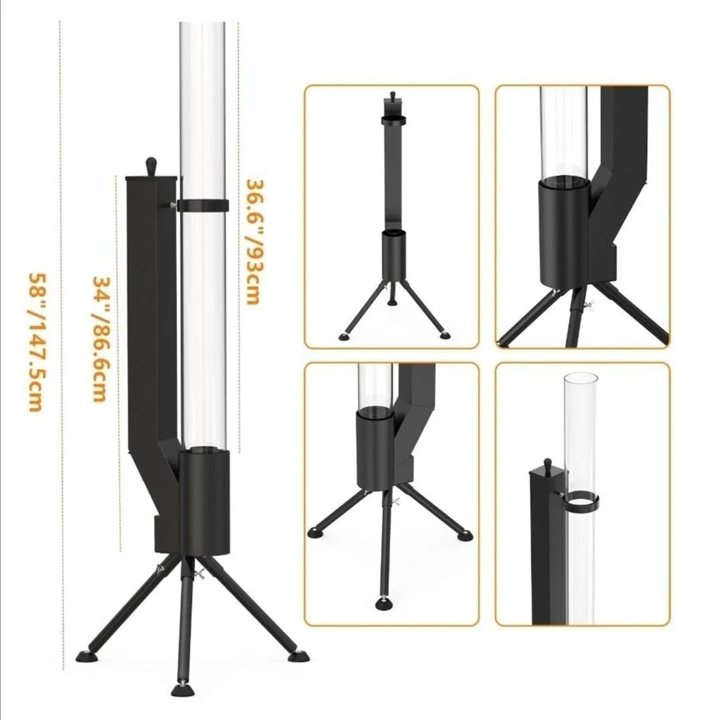Vertical wood burning rocket furnace courtyard heating stove with cast iron construction