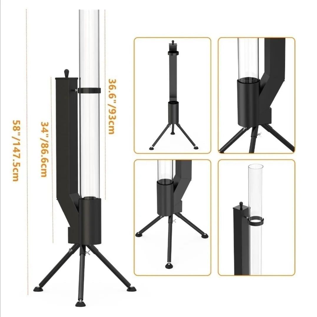 Vertical wood burning rocket furnace courtyard heating stove with cast iron construction