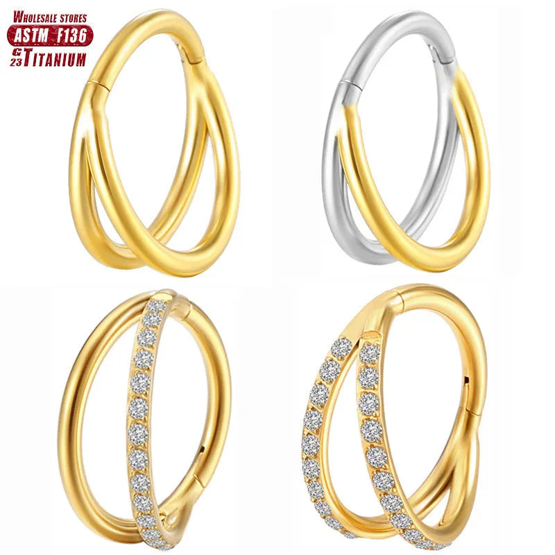 F136 titanium alloy fork nose ring body piercing jewellery in silver finish.