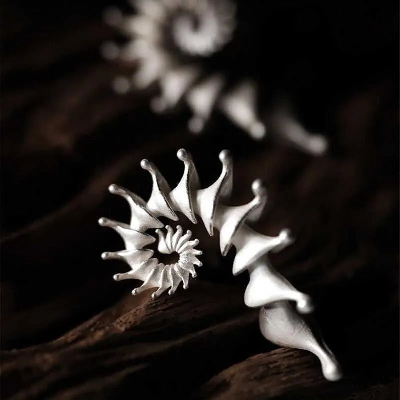 Alloy conch stud earrings with exaggerated three-dimensional matte design and electroplated finish
