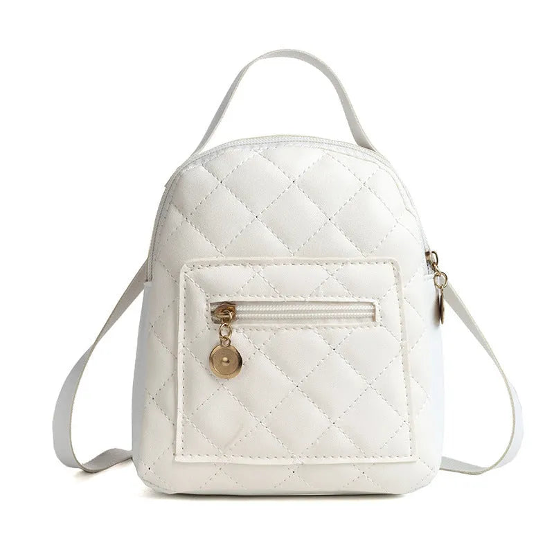 Korean style girls' embroidery backpack in hard square shape with PU leather, available in black, pink and white colours