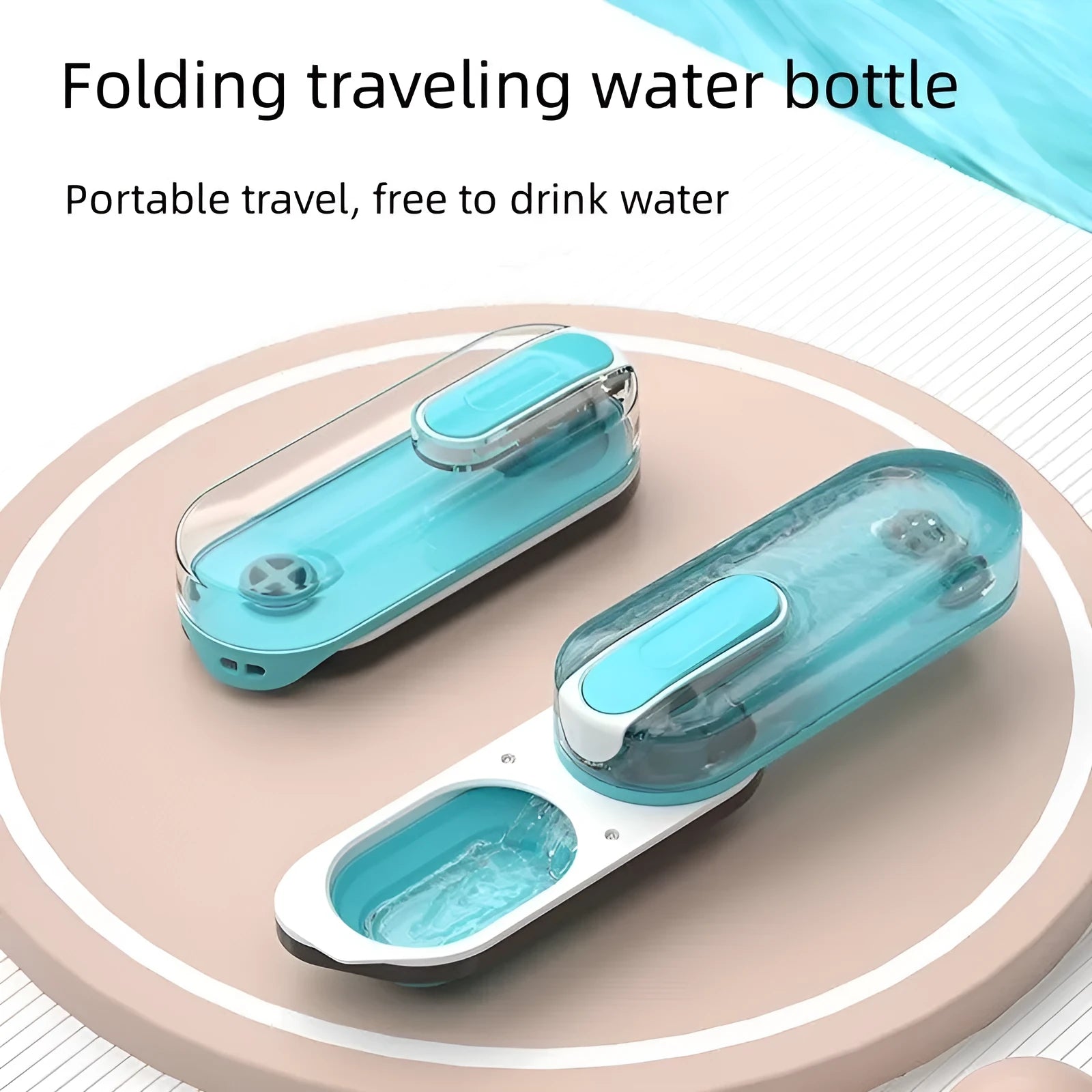 Portable pet water bottle with foldable drinking bowl for dogs cats outdoor travel