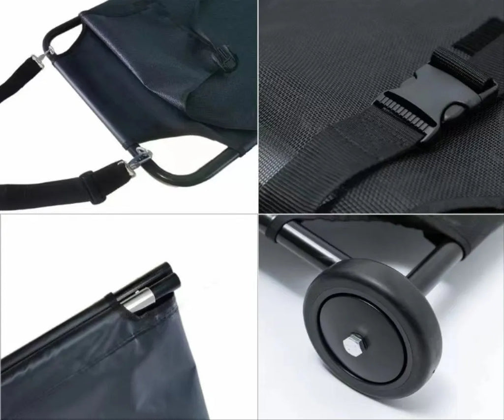 Large black aluminium alloy pet stretcher for emergency dog transport and veterinary use