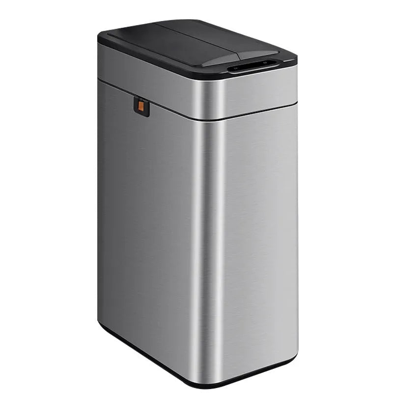 Stainless steel square inductive smart trash can with large capacity for kitchen or office