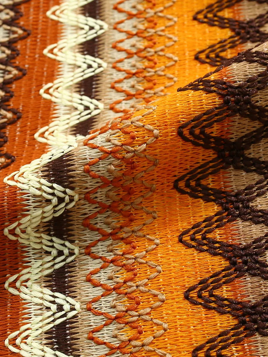 Ethnic woven shirt with Cuban collar and colour matching design in loose fit with drop shoulders