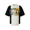 Black and white deconstruction print loose fit cotton blend t-shirt for teenagers