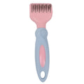 Stainless steel pet grooming comb with knot removal blade and massage tips in pink colour