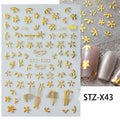 Nail art sticker sheet showing cartoon love pattern designs in black and silver strips