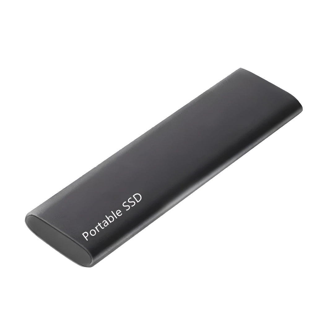 Ultra-thin metal-shell mobile SSD external hard drive in red, black, blue, or silver with capacity options from 500GB to 30TB