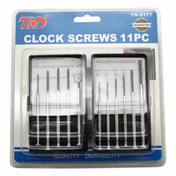 11 piece clock repair screwdriver set with 45# steel heads and non-slip handles for electronics