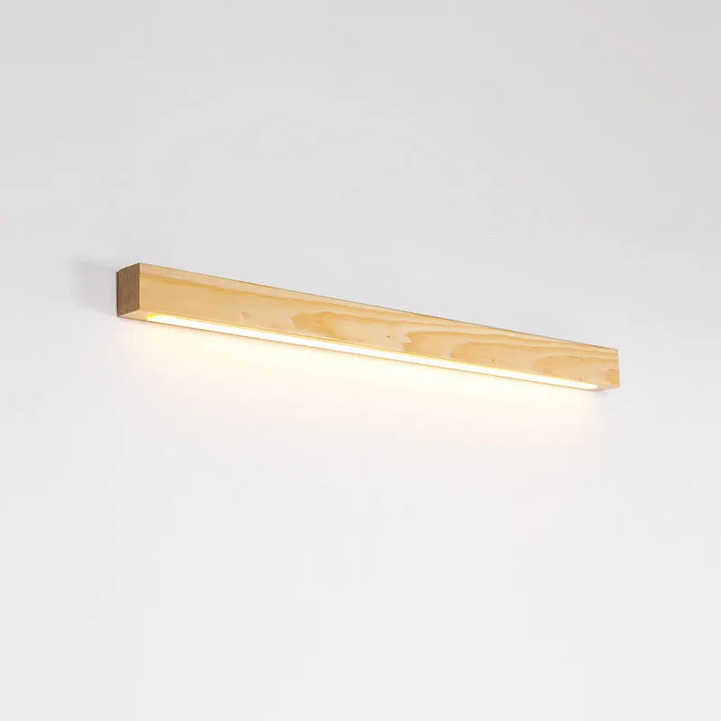 Modern walnut-colour wood and acrylic LED strip wall lamp in 60cm, 80cm or 120cm lengths.