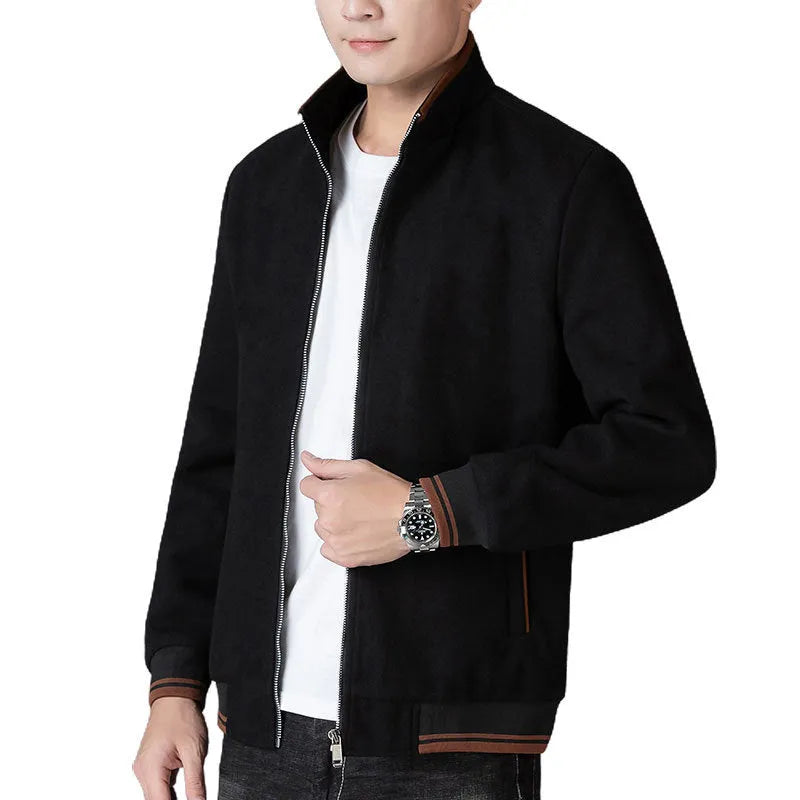 Men's grey sports-style fleece jacket with long sleeves and side pockets.