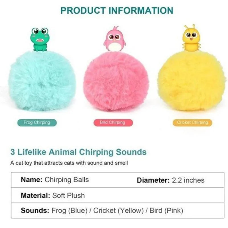Colourful interactive cat toy ball with motion sensor producing animal sounds