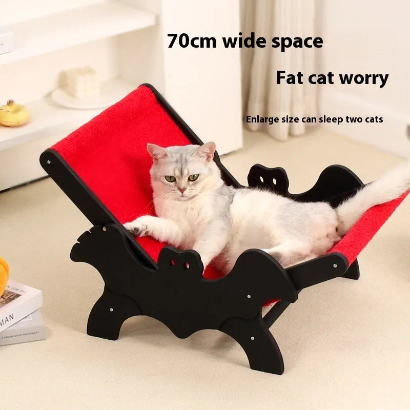 MW-054 wooden cat lounger recliner bed cage in black and red Halloween colours
