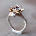 Silver two-tone floral geometric alloy women's ring available in sizes 5 to 11