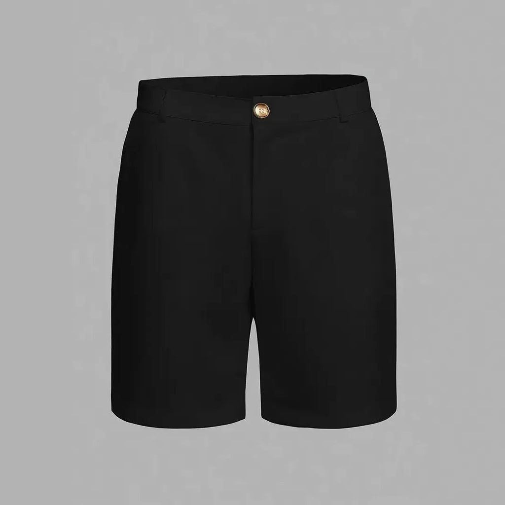 Men's straight-leg casual shorts in a solid colour, made from cotton blend fabric with stretch.