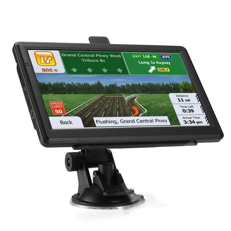 7 inch car GPS navigation device with touch screen showing map display