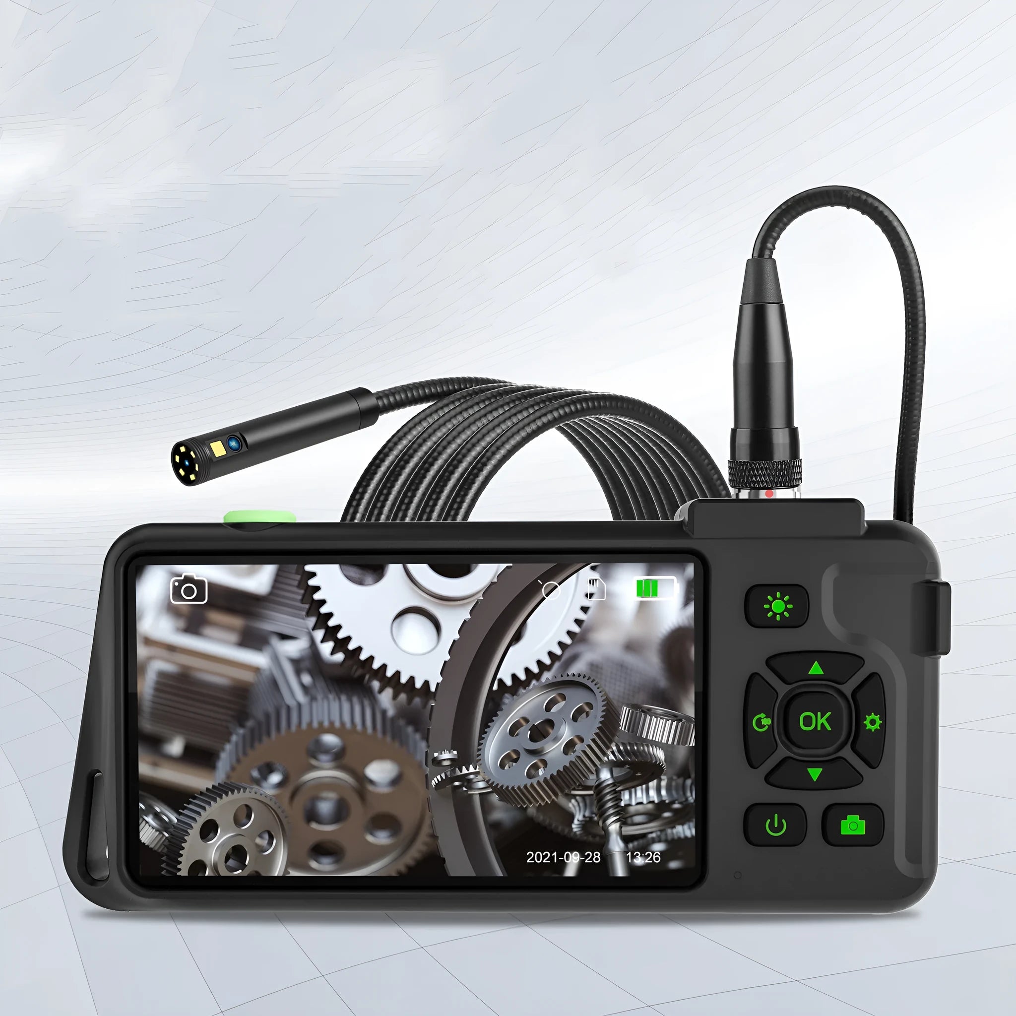Handheld industrial endoscope with 4.5-inch screen for automotive and pipeline inspection