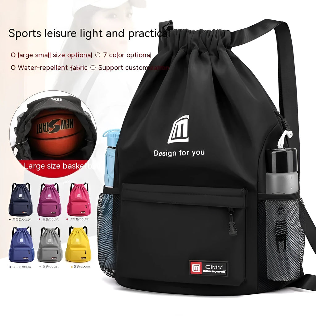 Oxford fabric travel backpack in multiple colours with drawstring closure and foldable design