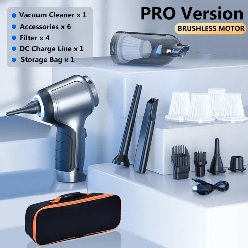 Handheld vertical vacuum cleaner with brushless motor for car and home use in EVA storage bag