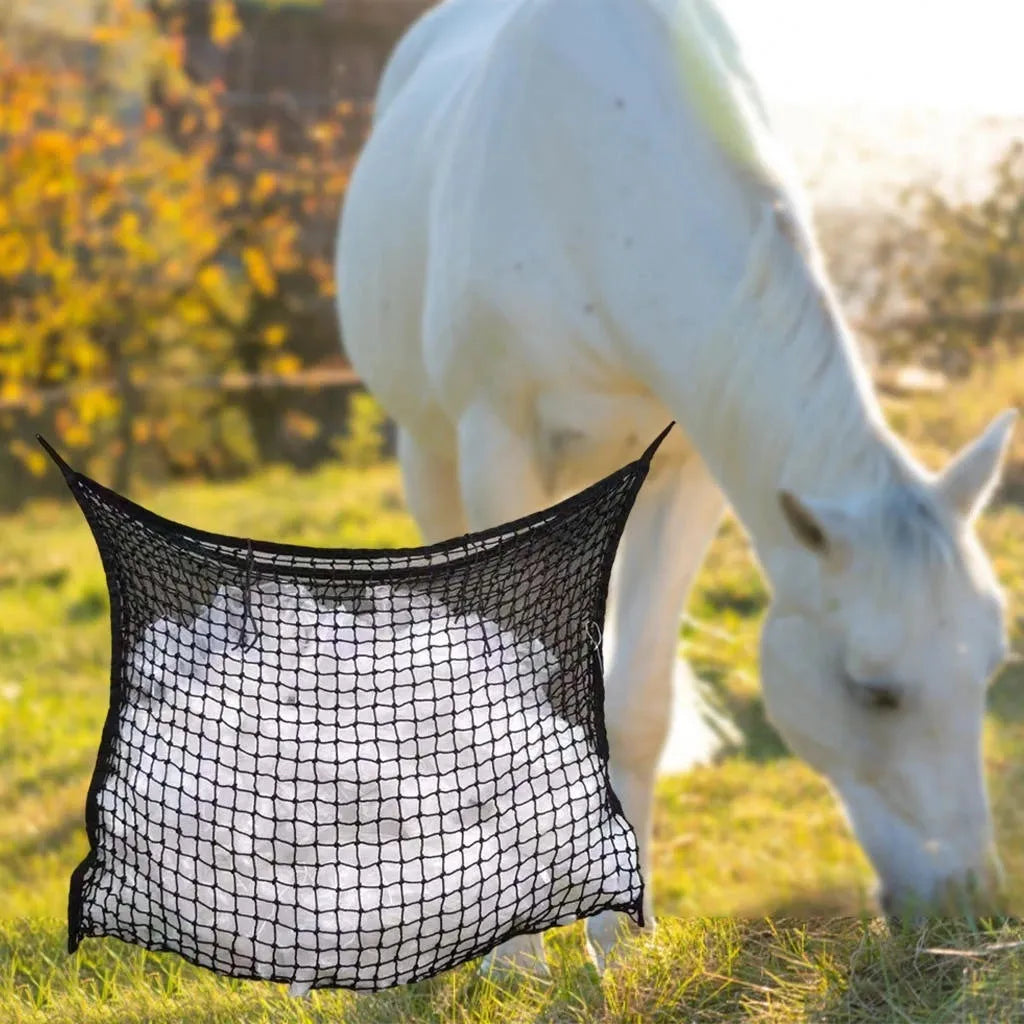 Woven PE rope grid hanging feeding bag for horses, cattle and sheep in multiple sizes