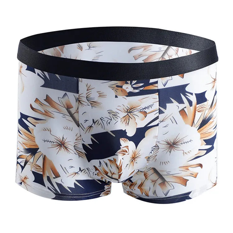 Men's personalised plus size boxers in ice silk fabric with mid waist design and belly support function