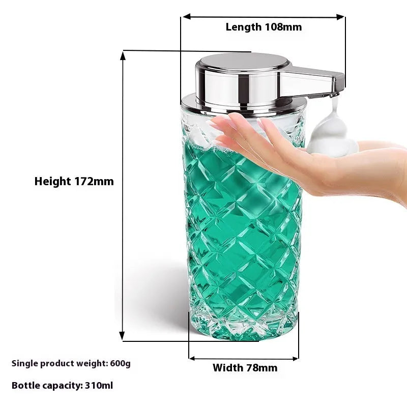 Automatic soap dispenser with silver finish and USB charging port