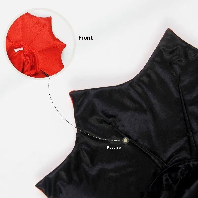 Black and red Halloween costume for cats and dogs on pet mannequin