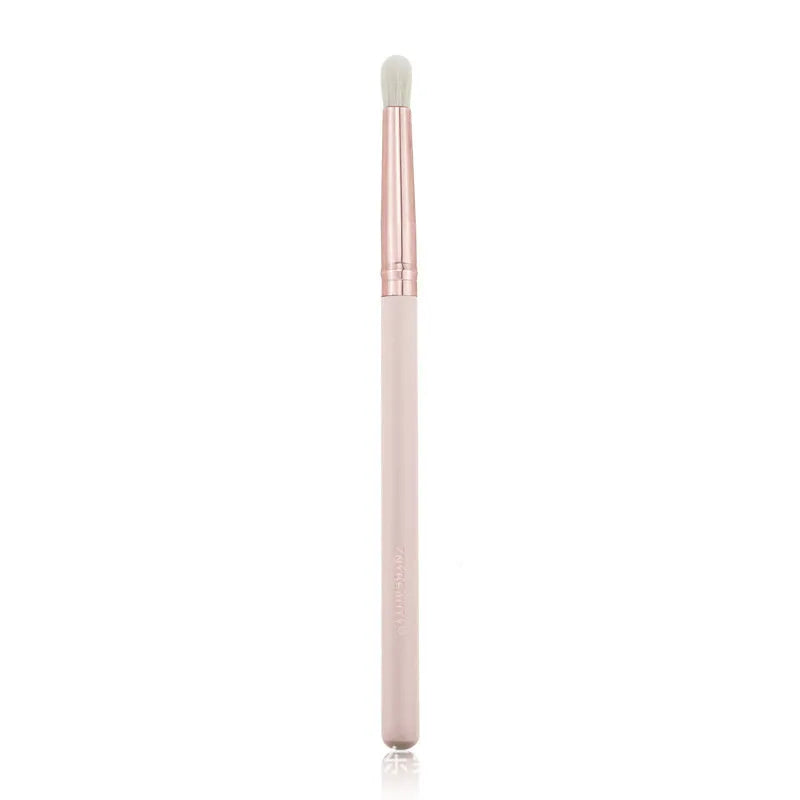 26 pink wooden handle makeup brushes with natural wool bristles in storage bag