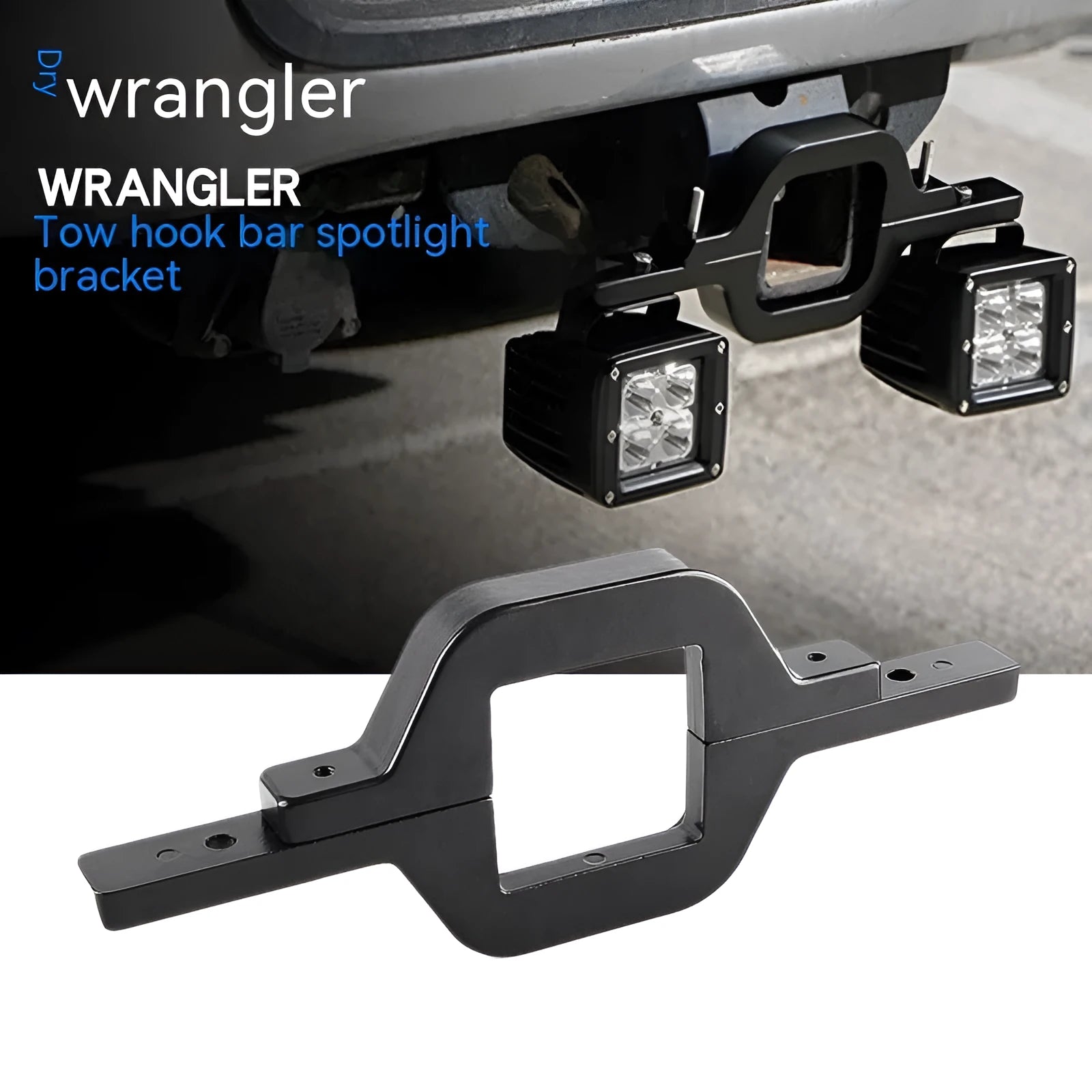 Black aluminium alloy LED reverse light mounting bracket for a Jeep Wrangler
