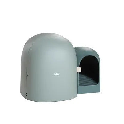 Oversized fully enclosed cat litter box with tunnel entrance in Aurora White colour