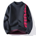 Men's loose fit knitted pullover sweater with ribbed hem in four colour options