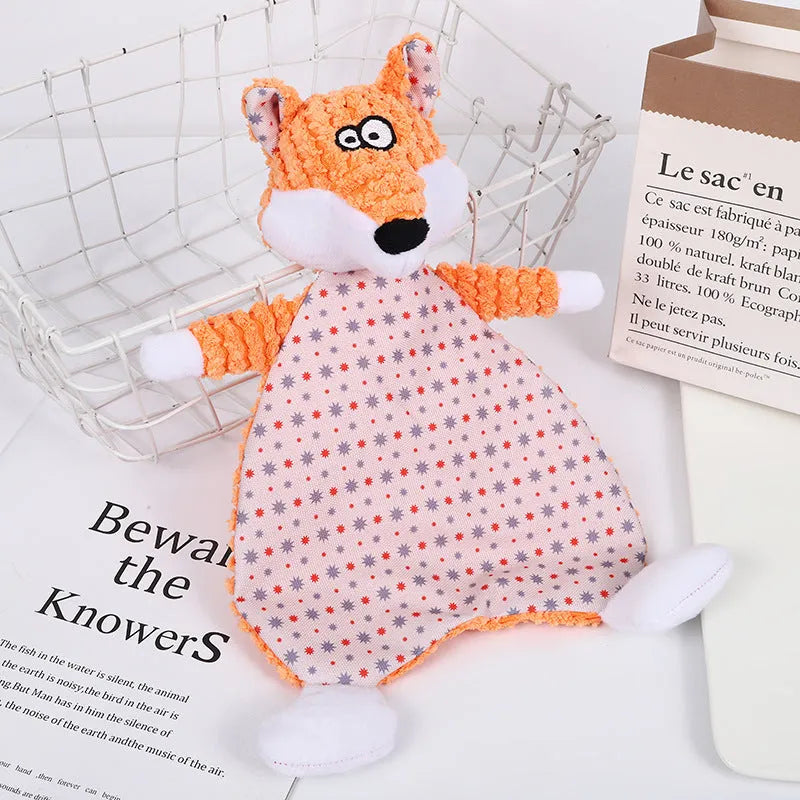 Brown plush velvet pet toy with squeaker for dogs and cats
