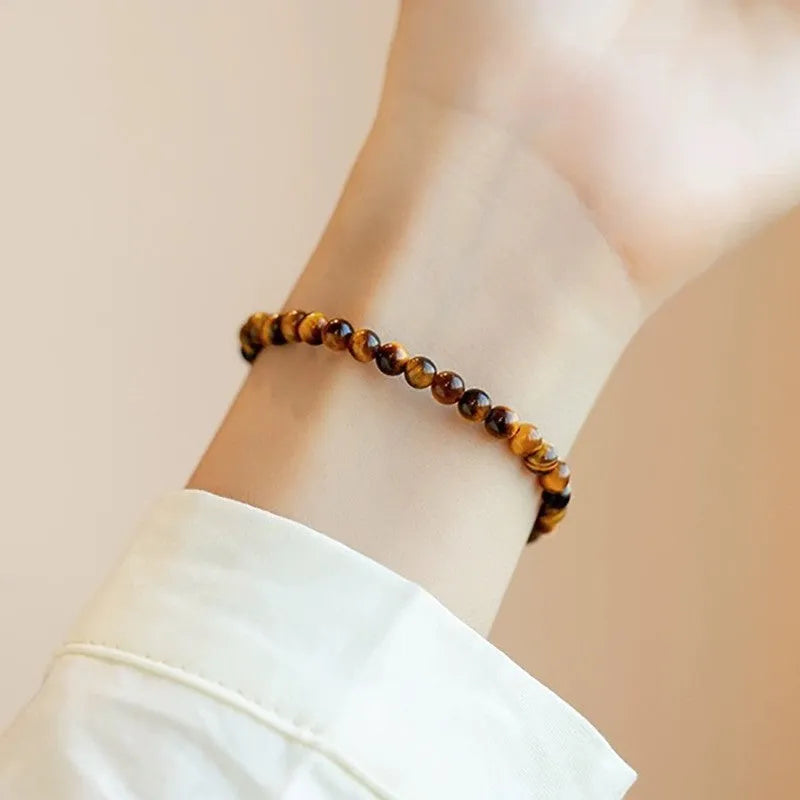 New Chinese style Tigereye bracelet with geometric round beads in 4mm 6mm 8mm sizes