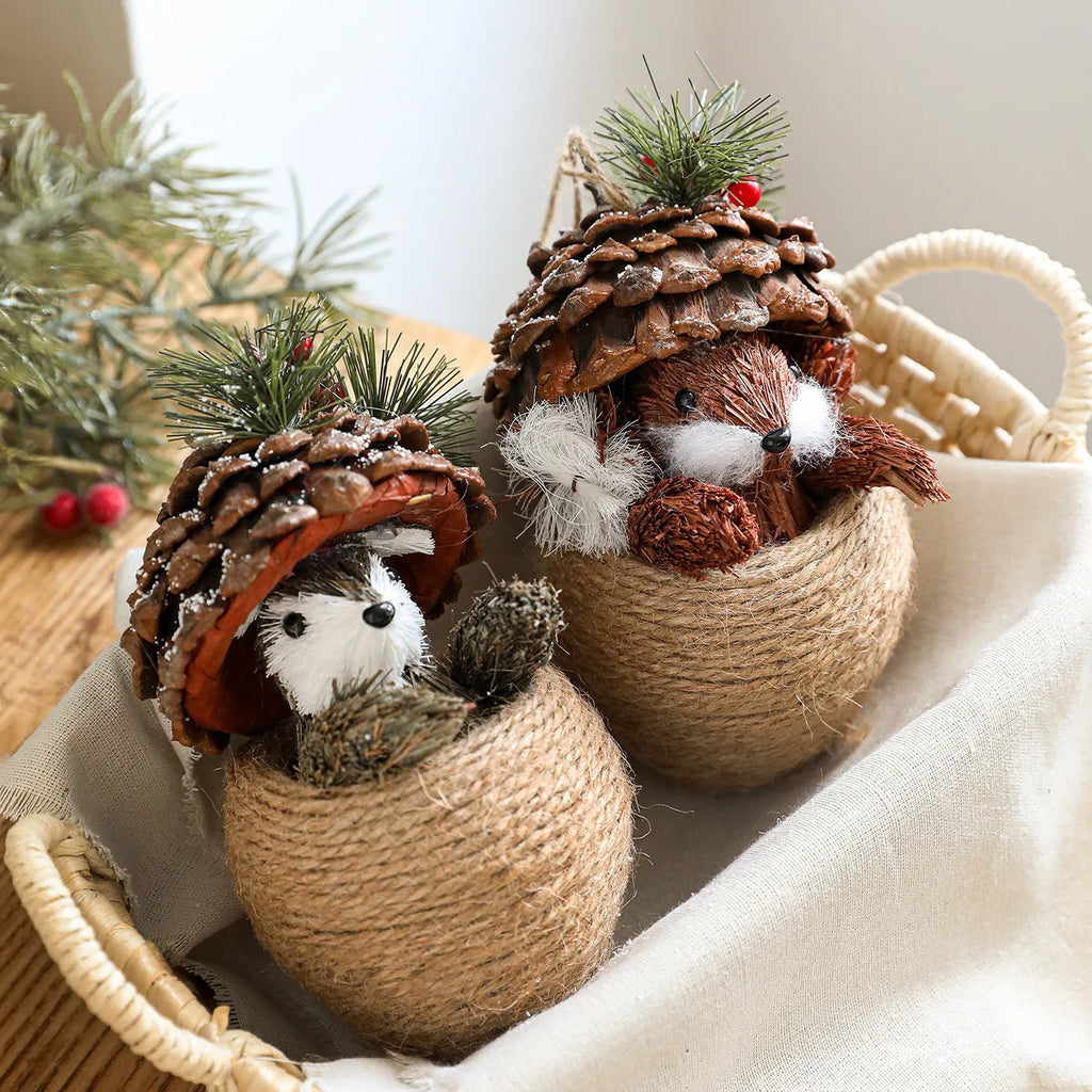 Foam squirrel Christmas decoration in brown or gray, single simulation squirrel ornament for festive display.