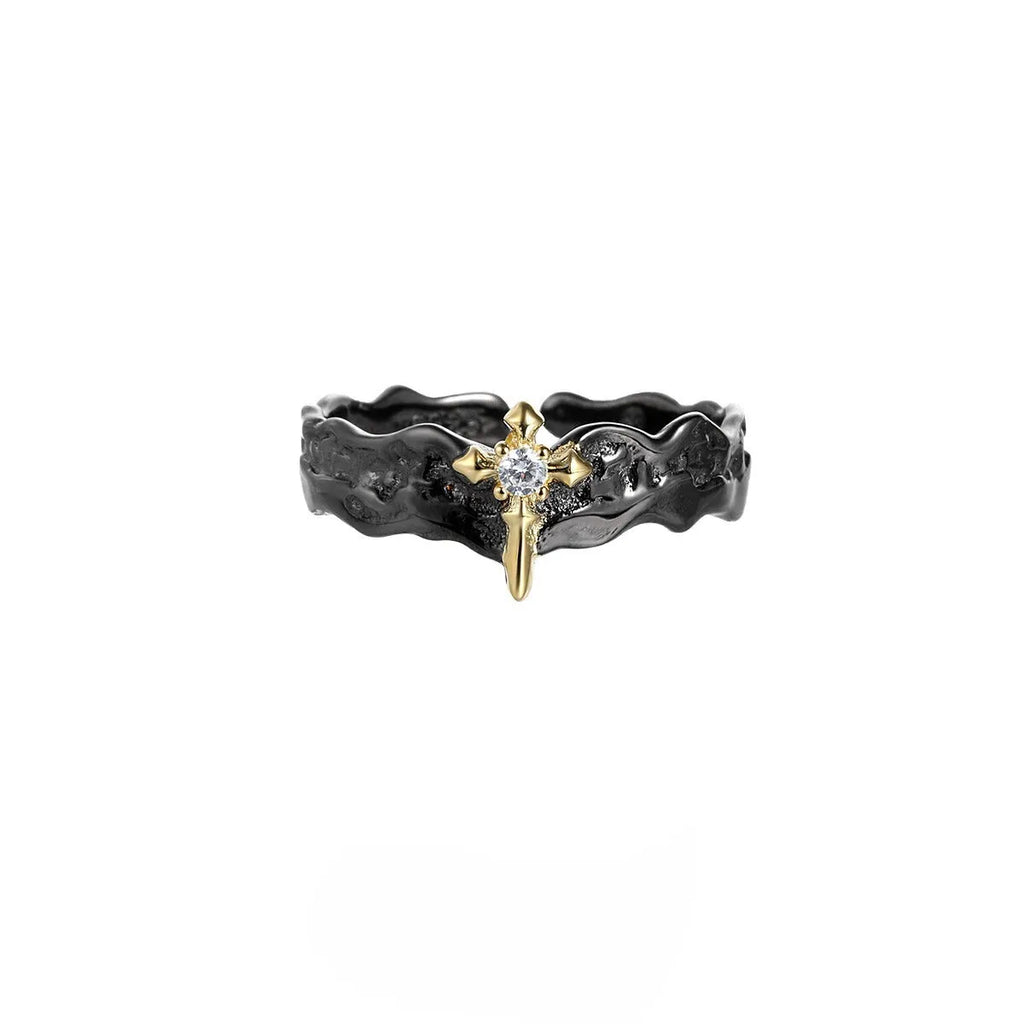 Princess Knight couple ring in silver with electroplated finish and adjustable opening