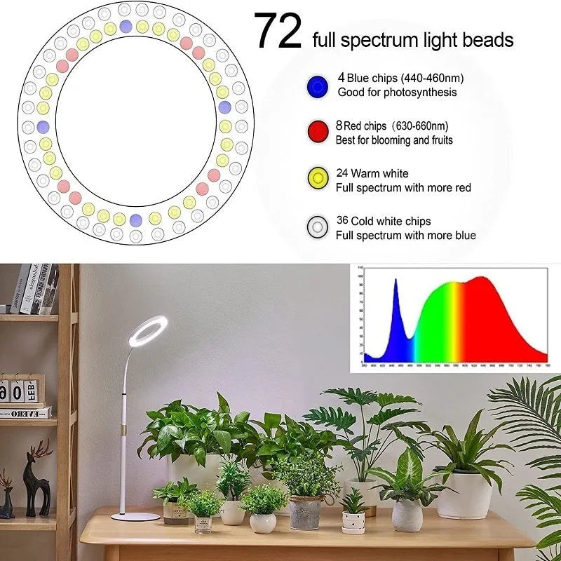 6-inch Angel Ring retractable floor plant grow light with aluminium alloy stand and LED illumination