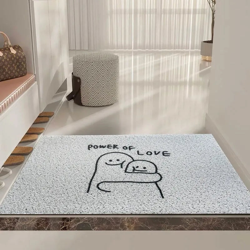 Square cartoon facial expression PVC floor mat with Mr Big Nose geometric pattern design