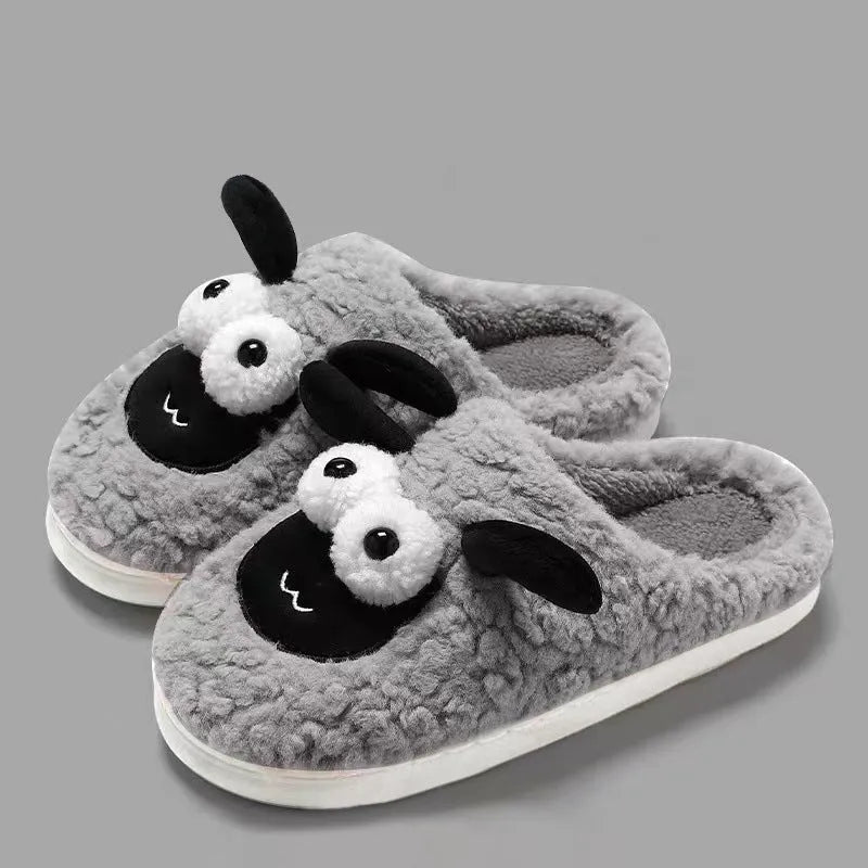Brown thermal cotton slip-on slippers with suede upper and sewn PVC sole