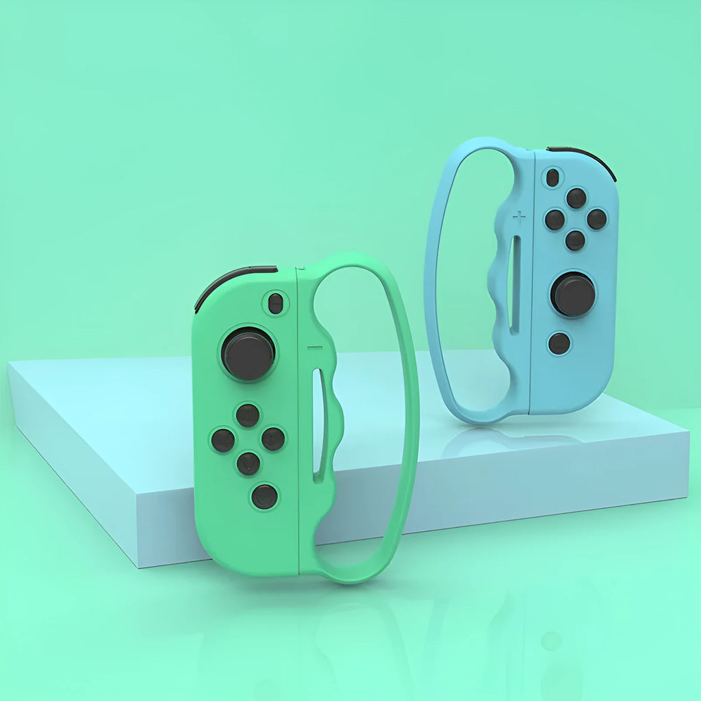 Black Joy-Con controller grips with hand rope straps for Nintendo Switch boxing games