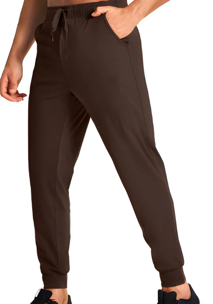 Men's loose casual polyester trousers in solid colour with size range from XS to 4XL