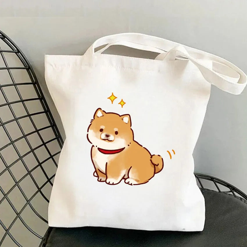 One-shoulder animal pattern canvas women's tote bag with single strap, no inner bag and no zipper, available in nine colours