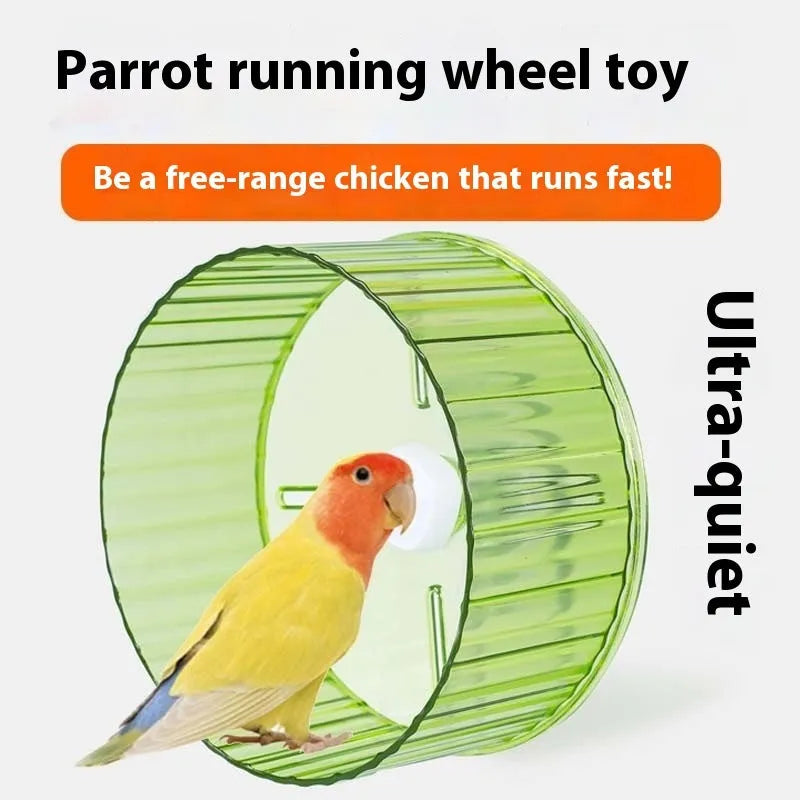 21cm plastic parrot running wheel toy in transparent colour option for bird cage exercise
