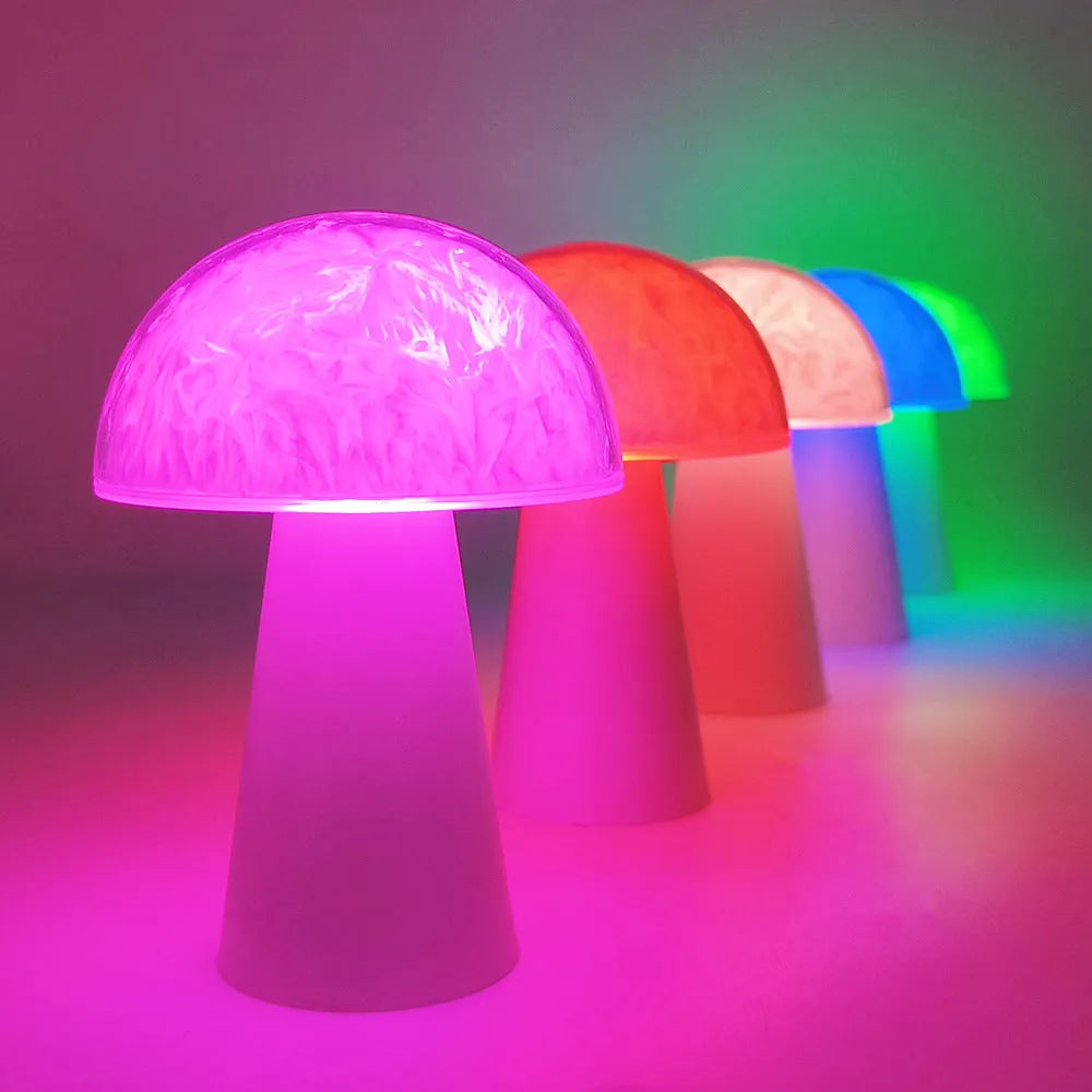 Mushroom shaped decorative night lamp with remote control for RGB colour changing