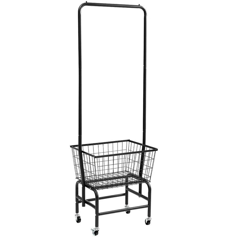 Iron single rod pulley storage car in white or black for wardrobe organisation