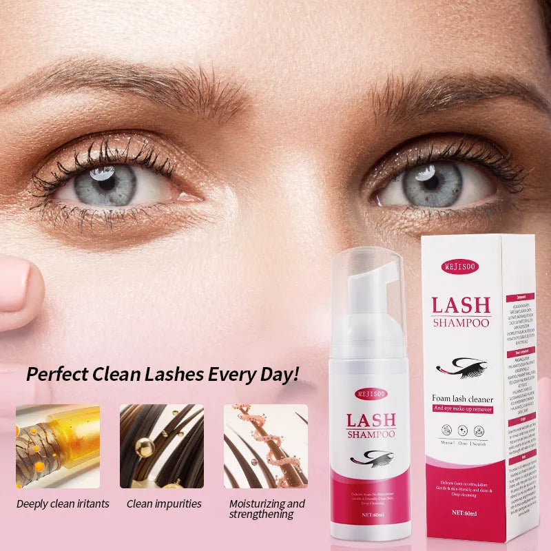60ml lash shampoo mousse eyelash cleaning solution in 3.7cm bottle