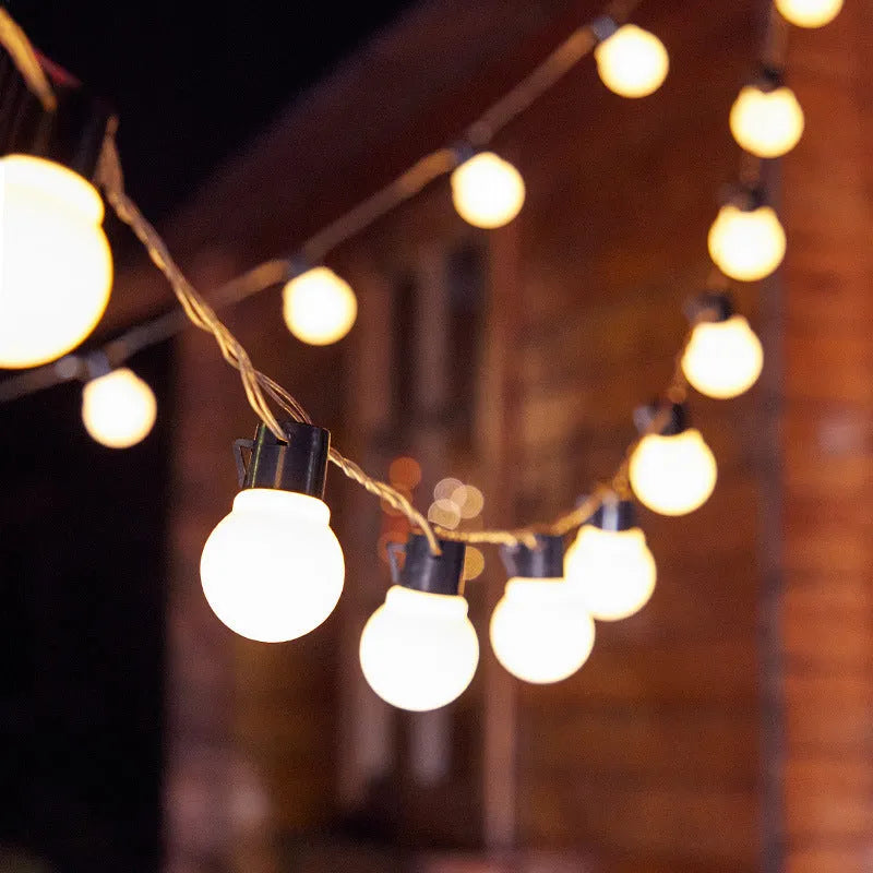 10 metre black wire solar decorative lights with 40 lamps in warm white and transparent ball colour options