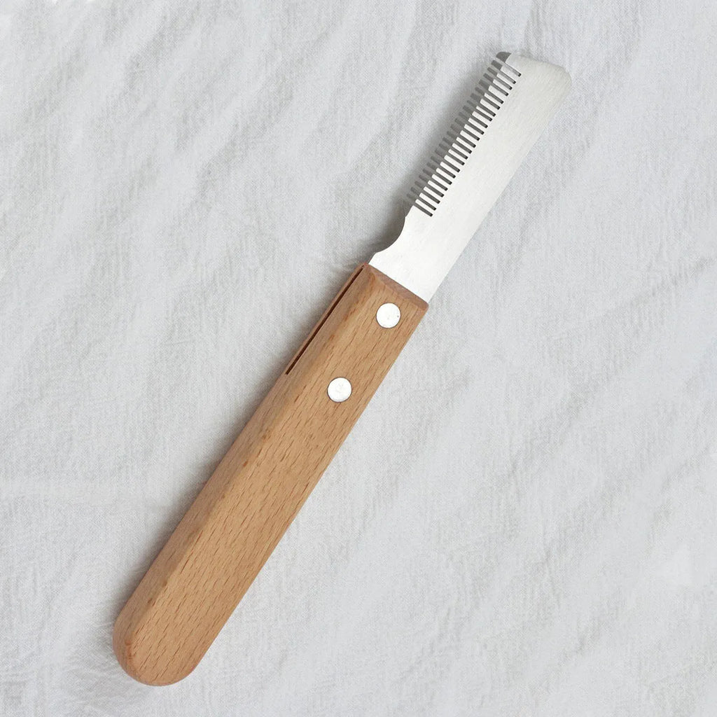 Wood handle dog stripping comb grooming tool for long-haired pets in two size options