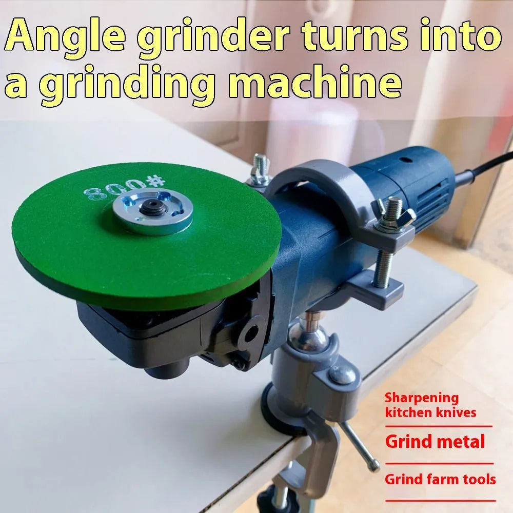 Small bracket-type bench vise with a 360-degree rotating head on a workbench.